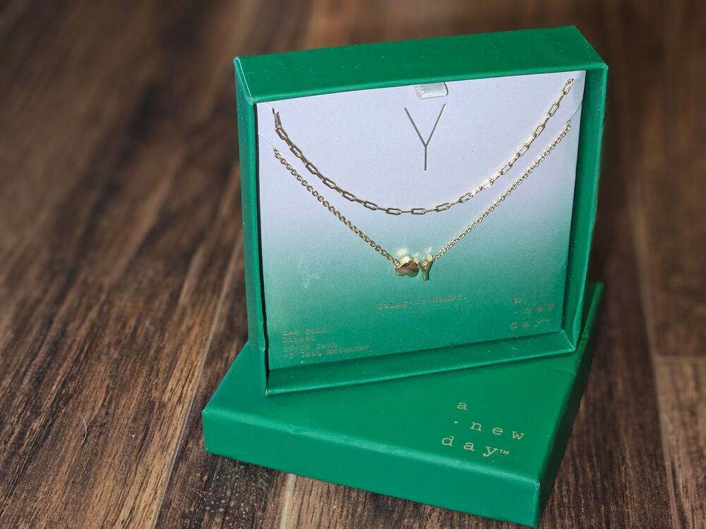 A New Day 14K Gold Dipped Y Initial Necklace NIB
